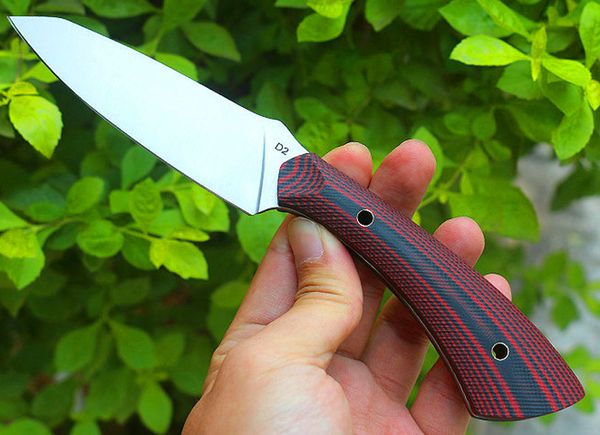 Nouveau couteau de chasse droit de survie en plein air D2 lame en satin pleine soie G10 poignée couteaux à lames fixes avec Kydex