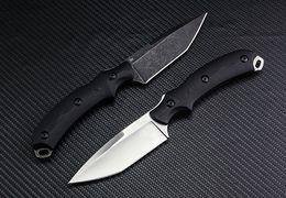 Outdoor Survival Rechte mes D2 Satin / Stone Wash Tanto Blade Black G10 Volledige Tang Handgreep met Kydex