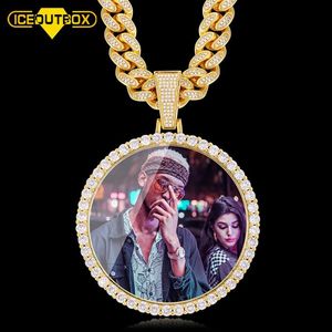 Nouveau surdimensionné grand rond personnalisé photo pendentif collier personnalité hommes Hip Hop bijoux exagération Rap Style cubique Zirconi237x