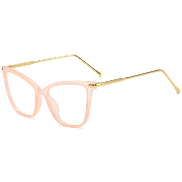 Nouvelles lunettes de soleil surdimensionnées pour femme clairement carrée lunette de chats verres d'œil de chat cadres papillon rose clair en verre décoratif coutume optique personnalisé avec boîte