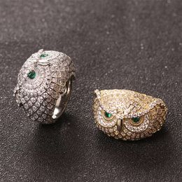 New Owl Real Gold Electroplated personnalisé Hip Hop Trendy Men's Ring