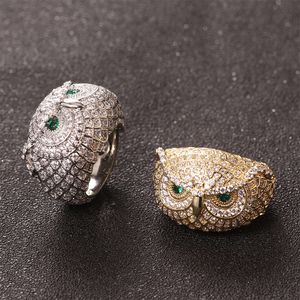 New Owl Real Gold Electroplated personnalisé Hip Hop Trendy Men's Ring