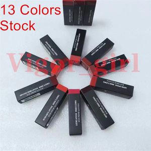 Nuevo paquete Marca MC satin Lipstick Rouge A levres 13 colores Luster Lipsticks con números de serie Calidad de tubo normal