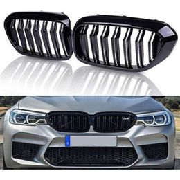 Nieuw Paar Dubbele Slat Voorbumper Grill Voor Bmw 5 Serie M5 G30 G31 520i 530i 540i 2017-2020 Abs Gloss Black Front Nieren