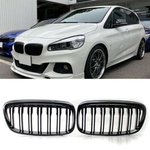 Nouvelle paire de calandre à Double lattes, calandre avant pour BMW F45 F46 Tourer pré-lifting 2014 – 2017, accessoires de voiture noir brillant