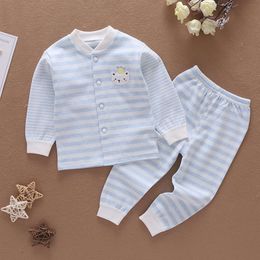 Nieuwe Pamas Sets Autumn Baby Boys Clothing Stripe Coat + Cotton Pants 2pcs Set Toddler Girls Warm Winter Outfits Kids Suit L2405