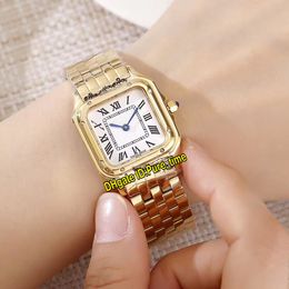 Panthere De WGPN0009 18 Caja de oro amarillo 27 mm Esfera blanca Reloj de cuarzo suizo para mujer Pulsera de acero Zafiro Relojes para mujer Pure_time E68