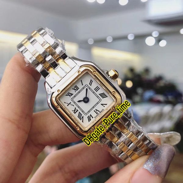 Panthere Small 22mm W2PN0006 Esfera blanca Reloj de cuarzo suizo para mujer Pulsera de oro amarillo de dos tonos Relojes de moda para mujer Pure_time 10Style