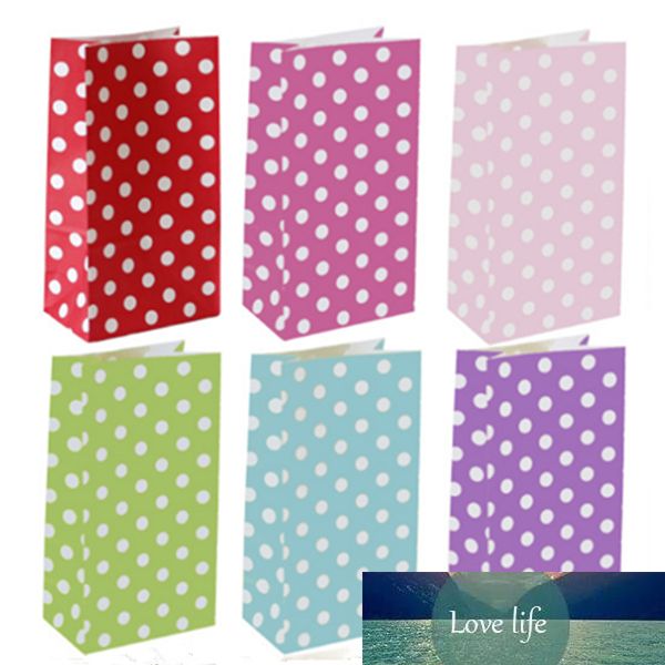 Nouveau sac en papier Stand up Colorful Polka Dot Bags 24x13x8cm Favor Open Top Gift Emballage papier Traiter cadeau Sac en gros