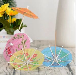 Nouveau papier boisson Cocktail Parasols parapluies Luau bâtons Tropical hawaïen fête mariage papier parapluie décoration GA346 LL