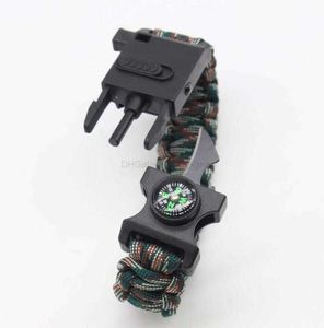 nieuwe Paracord parachute koord survival armband outdoor camping sos Rescue tool fiets fietsen polsbandje met led lamp verlichting kompas uitrusting