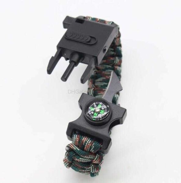 Nouveau Paracord parachute cordon survie bracelet camping en plein air sos outil de sauvetage vélo vélo bracelet avec lampe à led lumières boussole euipment