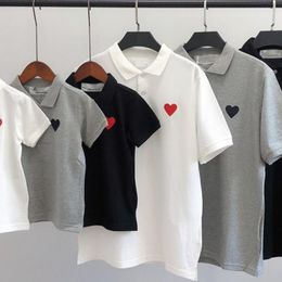 Nieuw ouder-kind kledingpaar Outfit Peach Heart Polo Shirt Korte mouwen Love T-shirt voor mannen Vrouwen Pure katoen Standing Collar Rapel Top CSD2401175-6