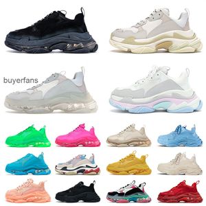 New Paris 17FW Triple S Designer Balencigas Shoes Hombres Mujeres Clear Sole Oversized Athletic Black White Glitter Green Luxury Trainers