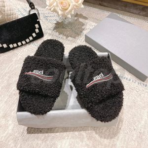Nieuwe parijs slippers donzige sandaalontwerper teddybeer slipper zwarte platte hak casual schoen luxe tazz fuzzy sliders winter house sandale bontglaasjes