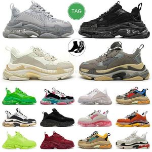 new paris Triple S sneaker mens womens designer shoes platform sneakers semelle transparente noir blanc gris rouge rose bleu Royal Neon Green célèbre balen coach baskets de plein air