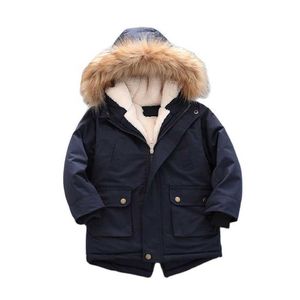 Nouveau Parka Garçons Vêtements Enfants À Capuchon Solide Col En Fausse Fourrure Bébé Garçons Veste D'hiver Enfants Garçons Vêtements D'hiver pour Filles Vestes H0910