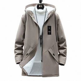 Nieuwe Parka's Jassen voor Mannen Lg Kapmantel Winter Nieuwe Warme Dikke Fleece Parka Jas Heren Cott Winddicht Effen Kleur jassen A3pI #