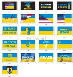 ¡¡¡NUEVO!!! Bandera de la asamblea del partido Paz Estoy con la bandera de Ucrania Apoyo Bandera ucraniana Poliéster 3x5 Ft DHL Fast