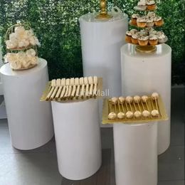 Nouvelle décoration de fête 2023 ronde 3 pièces 5 pièces Risers cylindre de fer blanc socle d'affichage décorations de mariage FY3682 bb1101