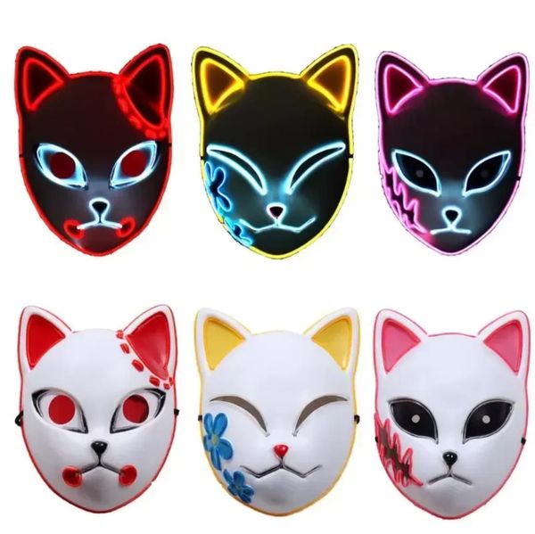 Nuevas máscaras de fiesta Demon Slayer Tanjirou Máscara Sabito Mascarilla Anime Makomo Cosplay Máscaras Disfraces de Halloween Máscaras LED al por mayor