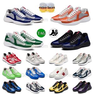 Nouveau modèle America Cup Baskets en cuir véritable Chaussures décontractées Prad Tissu en maille Couture en maille extérieure Panda Plate-forme athlétique Chaussures de course Chaussures de randonnée Baskets