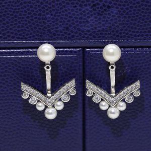 Nouveau modèle gracieux doux fée tempérament en forme de V perle boucles d'oreilles femmes exquis luxe S925 en argent Sterling anti-allergie