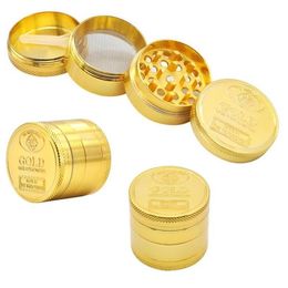 Gouden tabaksleermachines 40mm 4 lagen legering rook slijpmachines metalen hand Muller Pepper Grinder roken accessoires LXL1480