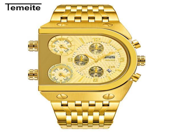 Nouveau motif en poignet spécial regarder la mode militaire trois horaires plus de fuseau horaire plus fonction calendrier acier apporter quartz regarde les hommes sport maste9832913