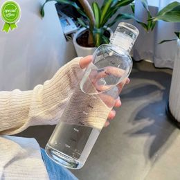 Nieuwe pc plastic waterfles met tijdmarkering creatief lekkend lekvrije drank fles drop-resistente sportwaterflessen