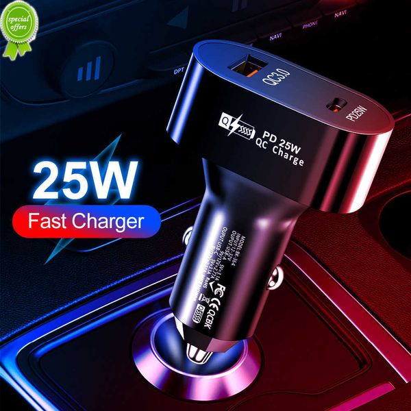 Nouveau PD QC3.0 USB Type C 25W chargeur de voiture téléphone portable chargeur rapide adaptateur chargeur de téléphone pour Samsung Xiaomi Huawei