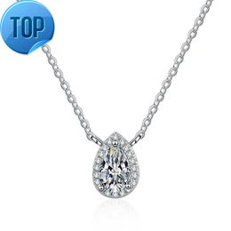 Nieuwe peer gesneden 1ct 2ct witgoud rodio joyeria mode-sieraden moissanite drop zilveren ketting ketting voor vrouwen