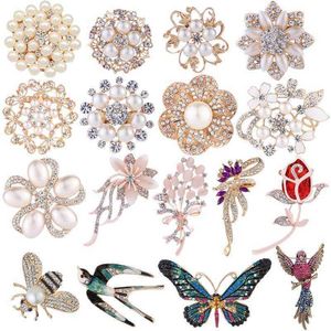 Nuevo broche de perla sensación avanzada diamante con incrustaciones abeja mariposa colibrí broche moda tulipán broche