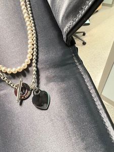 nouvelle perle double couche argent colliers de perles collier pour femmes adolescentes à la mode ensemble chaîne bracelet mode fête mère bijoux de fiançailles cadeaux dames fille