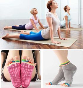 nieuwe peeptoe yoga sokken vrouwen thuis vloer oefening antislip sokken lady girlstrampoline sokken gymnasium dans ballet tenen sok