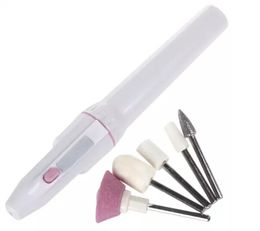 Nieuwe Pen Shape Mini Elektrische Nail Art Tips Manicure Set Tools Nail Care Fingernail Machine met 5 Precision Gemaakt Nagelkasten Gratis verzending