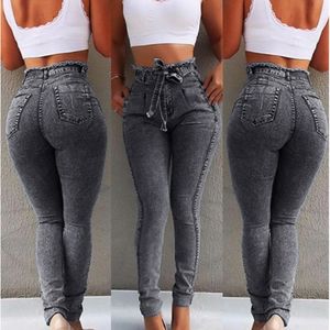 Nieuwe potlood broek jeans elastische taille vintage hoge taille jeans vrouwen broek volledige lengte broek skinny plus size 5XL