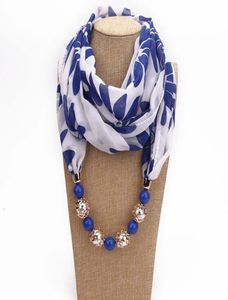 Nieuwe hanglagers sjaal ketting bohemia kettingen voor vrouwen chiffon sjaals hangerse sieraden wrap foulard vrouwelijke accessoires GA3687695384