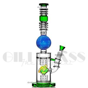 14 pouces big dab rig conduites d'eau en verre recycleur bongs couleurs américaines hookha parfait fution plates-formes pétrolières engrenage perc bong avec quartz clou cendrier receveur