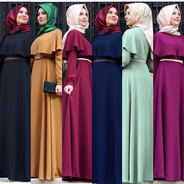 Nouvelle personnalité Cape-style abaya turc femmes vêtements robe musulmane islamique Cocktail dames à manches longues Vintage Maxi robes duba320w