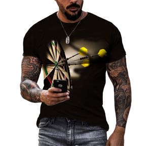 NIEUWE PERSOONLIJKHEID MEN's Trend Darts HD 3D Gedrukt T-shirt Casual Fun Crewneck Comfortabele korte mouw Sneldrogende kleding Top