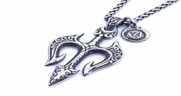 Nouvelle personnalité Sea King Trident Titanium Steel Pendant Collier Hiphop Men Fashion Retro Temperament Cool Jewelry Gift5537251
