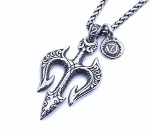 Nieuwe persoonlijkheid Zeekoning Trident Titanium stalen hanger ketting hiphop mannen mode retro temperament cool sieraden cadeau4623513