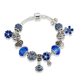Nieuwe persoonlijkheid schat blauwe hanger kralen armband voor pandora sieraden DIY charme kralen hanger dames armband cadeau met originele doos
