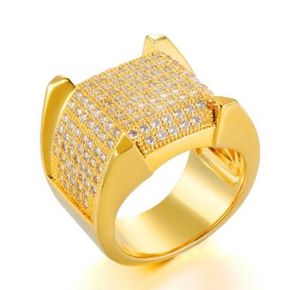 Nieuwe gepersonaliseerde 18K Vergulde Mens Diamond Iced Out Man Ringen Zirconia Hip Hop Rapper Pinky Ring voor Mannen sieraden Geschenken fo2959569