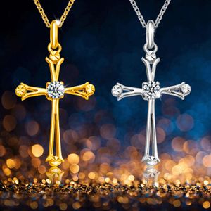 Nieuwe gepersonaliseerde cross zirkoon hanger ketting dames veelzijdige sieraden