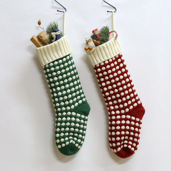 Nouveau tricot de Noël de haute qualité personnalisé Bas de Noël Sacs-cadeaux Tricoter Décorations de Noël Noël Stocking Grandes chaussettes décoratives Grossistes