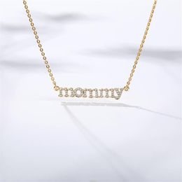 Collier personnalisé en Zircon avec lettres de maman pour femmes, pendentif en cristal, chaîne ras du cou, bijoux pour fête des mères, anniversaire, Gif261u, nouvelle collection