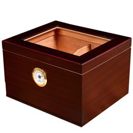 Nieuwe Gepersonaliseerde Spaanse Ceder Humidor Humidor Met Lade Grote Capaciteit Sigarettenkoker Reizen 47CT Humidor Box Met Hygrometer