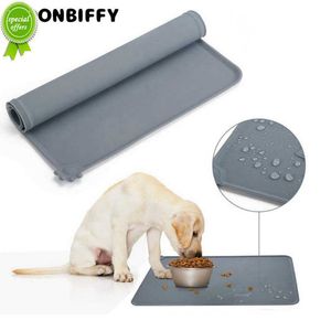 New Pet Cat Bowl Food Mat with High Lips Silicone Non-Stick Waterproof Dog Food Feeding Pad Puppy Feeder Tray Water Cushion Placemat